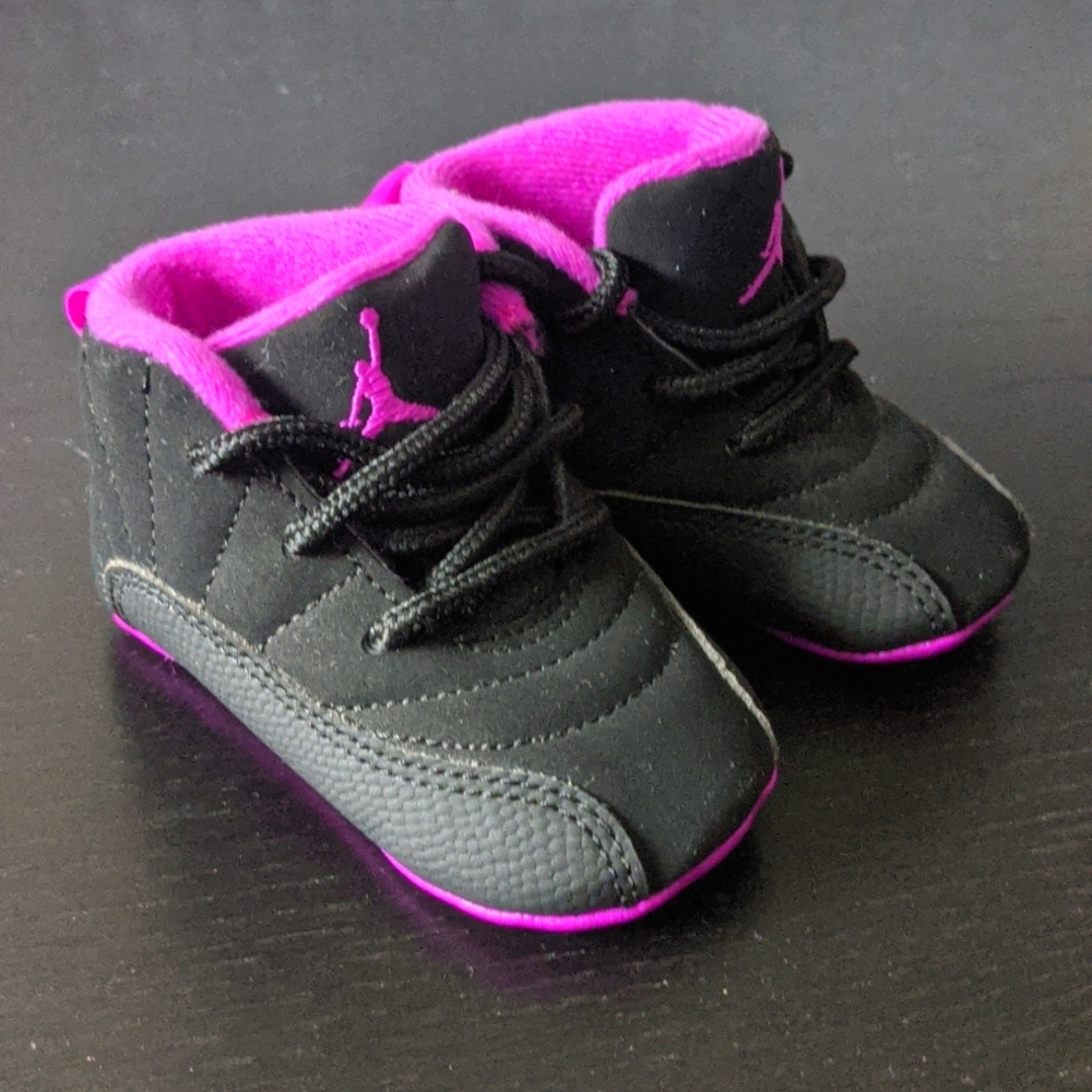 2016 Infant Black & Hyper Violet Jordan 12 (Size 2c)